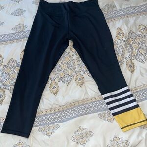 ZYIA Kids Black Leggings with Yellow and White Stripes